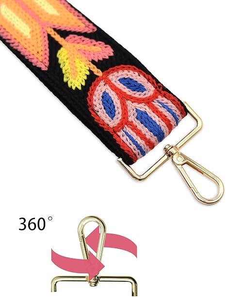 Black Orange Purse Straps Replacement Crossbody Shoulder Straps