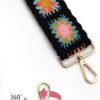 Black Flower Purse Straps Replacement Crossbody Shoulder Straps