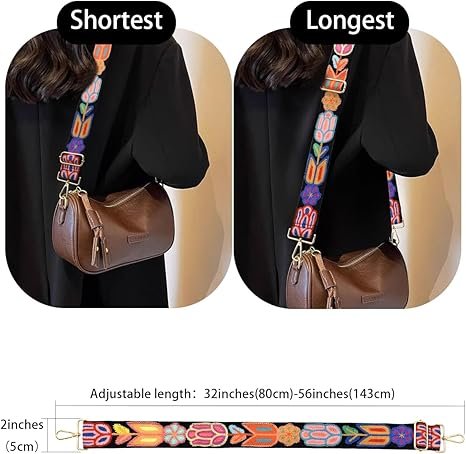 Black Orange Purse Straps Replacement Crossbody Shoulder Straps