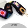 Black Flower Purse Straps Replacement Crossbody Shoulder Straps