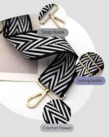 Black Purse Straps Replacement Crossbody Shoulder Straps