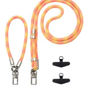 Adjustable Phone Lanyard Crossbody Strap-8mm Thick Skin-Friendly Wrist & Neck Strap with Dual Detachable Hooks(Red)