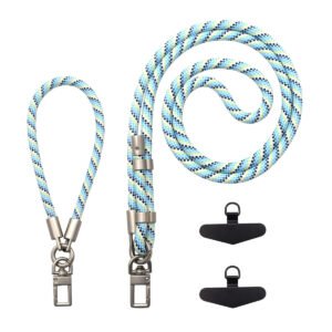 Adjustable Phone Lanyard Crossbody Strap-8mm Thick Skin-Friendly Wrist & Neck Strap with Dual Detachable Hooks(Light Green)