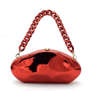 Ladies' high-end luxury acrylic dinner handbag in the shape of a spaceship, wedding party, dance party, and dinner wallet - Red