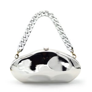 DSC_0175 Ladies' high-end luxury acrylic dinner handbag in the shape of a spaceship, wedding party, dance party, and dinner wallet - Silver