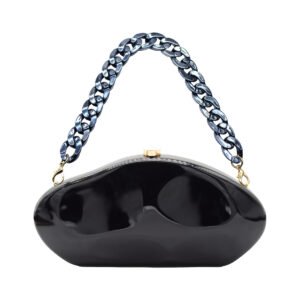 Ladies' high-end luxury acrylic dinner handbag in the shape of a spaceship, wedding party, dance party, and dinner wallet - Black