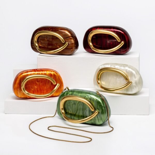 A Must-have For Banquets, New Light Luxury High-quality Texture Women's Bag, Fashionable Ladies 'wedding Party Acrylic Dinner Bag + Metal Chain Shoulder Bag Set, Wedding And Garden Party Evening Wear Accessories