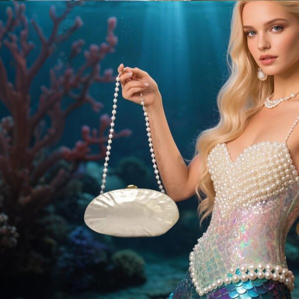 A Must-have Dazzling Pearl Dinner Handbag + Metal Chain Shoulder Bag Set For Banquets, And A Finishing Touch For Wedding And Garden Party Evening Wear