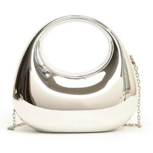 Premium Luxury Acrylic Evening Handbag for Women, Metal Wallet Evening Handbag Moon Wanderer Bag, Wedding Party Ball Evening Wallet-Silver