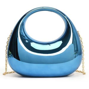 Premium Luxury Acrylic Evening Handbag for Women, Metal Wallet Evening Handbag Moon Wanderer Bag, Wedding Party Ball Evening Wallet-Blue