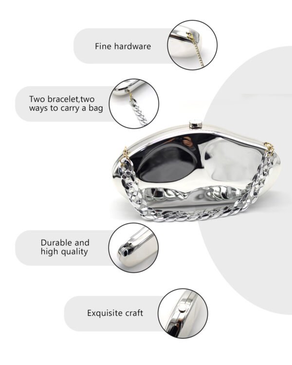 Ladies' high-end luxury acrylic dinner handbag in the shape of a spaceship, wedding party, dance party, and dinner wallet - Silver
