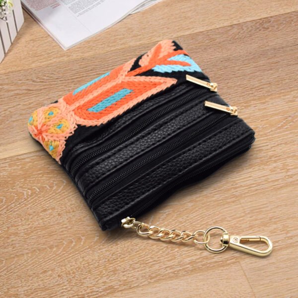 Adjustable Detachable Woven Crossbody Bag | Cultural And Ethnic Style Woven Flower Wide Shoulder Strap With Mobile Phone Lanyard And Mobile Phone Crossbody Strap-Black flowers