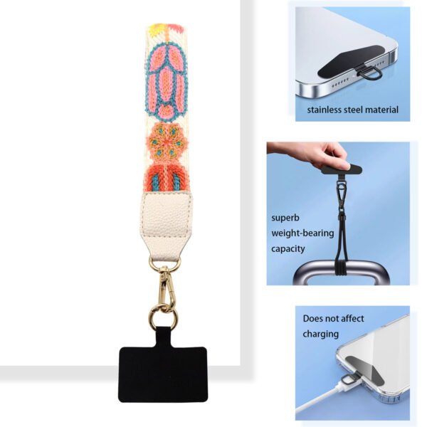 1 Phone Lanyard Crossbody Strap White flowers