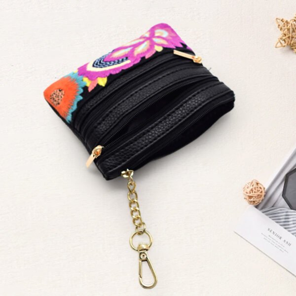 Adjustable Detachable Woven Crossbody Bag | Cultural And Ethnic Style Woven Flower Wide Shoulder Strap With Mobile Phone Lanyard And Mobile Phone Crossbody Strap-Black flowers2