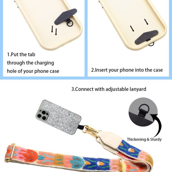 Phone Lanyard Crossbody Strap White flowers2