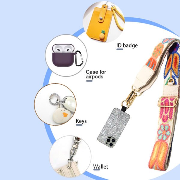 3 Phone Lanyard Crossbody Strap White flowers