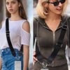Adjustable Detachable Woven Crossbody Bag | Cultural And Ethnic Style Woven Flower Wide Shoulder Strap With Mobile Phone Lanyard And Mobile Phone Crossbody Strap-Black