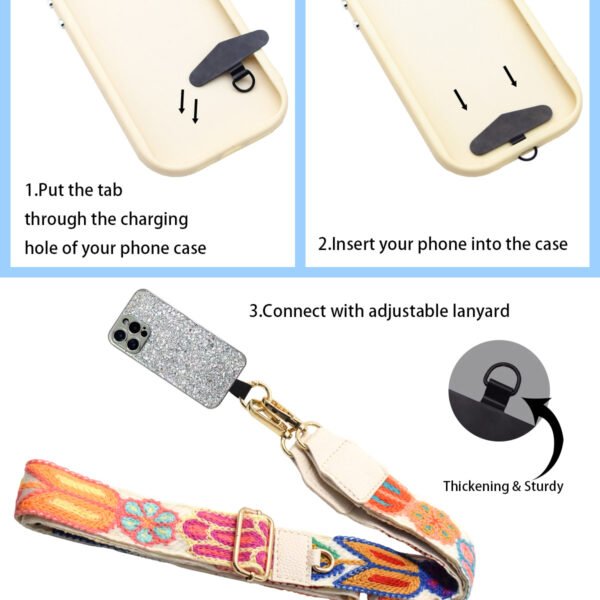 5 Phone Lanyard Crossbody Strap White flowers