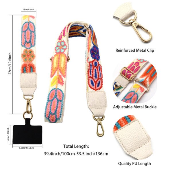 7 Phone Lanyard Crossbody Strap White flowers