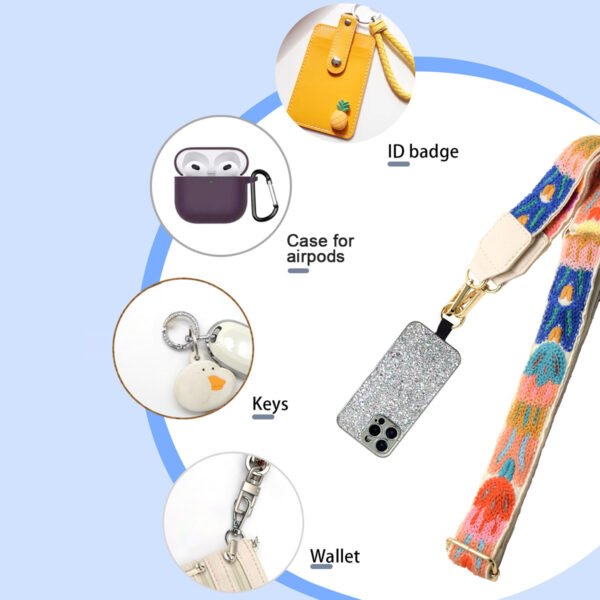 Phone Lanyard Crossbody Strap White flowers2