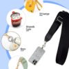 Adjustable Detachable Woven Crossbody Bag | Cultural And Ethnic Style Woven Flower Wide Shoulder Strap With Mobile Phone Lanyard And Mobile Phone Crossbody Strap-Black