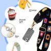 Adjustable Detachable Woven Crossbody Bag | Cultural And Ethnic Style Woven Flower Wide Shoulder Strap With Mobile Phone Lanyard And Mobile Phone Crossbody Strap-Black-f