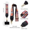 Adjustable Detachable Woven Crossbody Bag | Cultural And Ethnic Style Woven Flower Wide Shoulder Strap With Mobile Phone Lanyard And Mobile Phone Crossbody Strap-Black flowers2