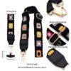 Adjustable Detachable Woven Crossbody Bag | Cultural And Ethnic Style Woven Flower Wide Shoulder Strap With Mobile Phone Lanyard And Mobile Phone Crossbody Strap-Black-f