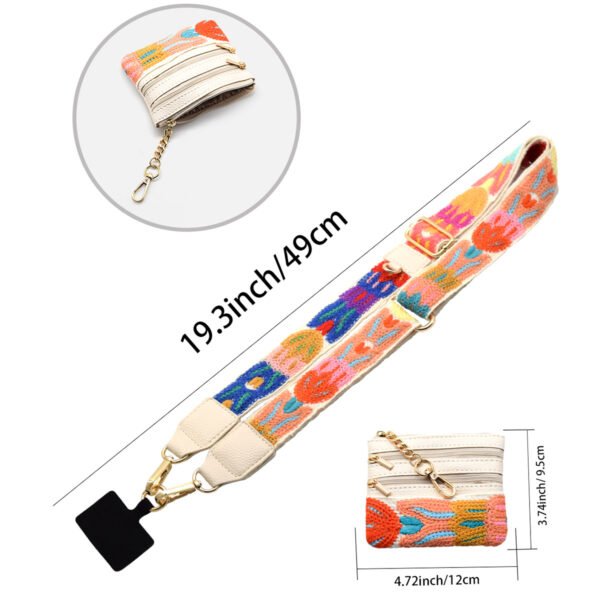 Phone Lanyard Crossbody Strap White flowers2
