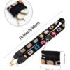 Adjustable Detachable Woven Crossbody Bag | Cultural And Ethnic Style Woven Flower Wide Shoulder Strap With Mobile Phone Lanyard And Mobile Phone Crossbody Strap-Black-f