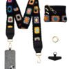 Adjustable Detachable Woven Crossbody Bag | Cultural And Ethnic Style Woven Flower Wide Shoulder Strap With Mobile Phone Lanyard And Mobile Phone Crossbody Strap-Black-f