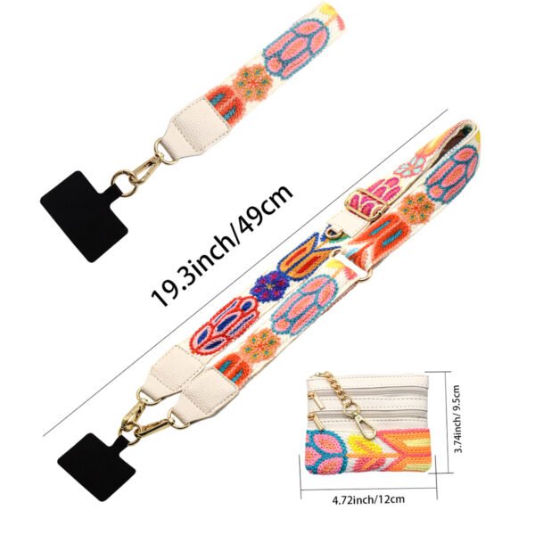 cf Phone Lanyard Crossbody Strap White flowers