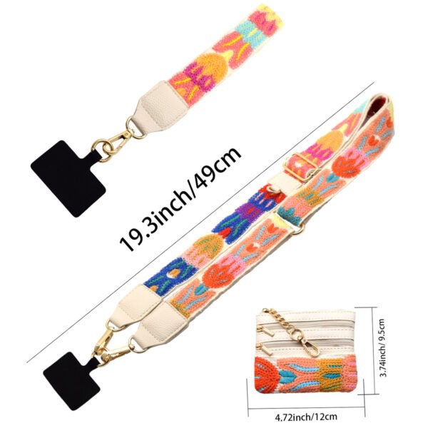 Phone Lanyard Crossbody Strap White flowers2