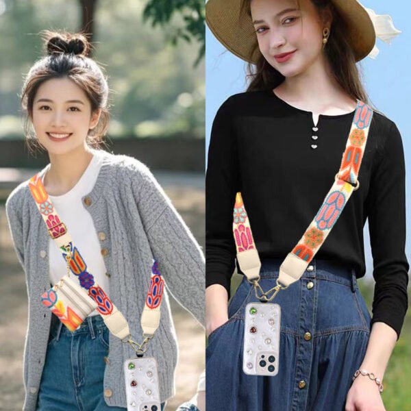 未标题-1 Phone Lanyard Crossbody Strap White flowers