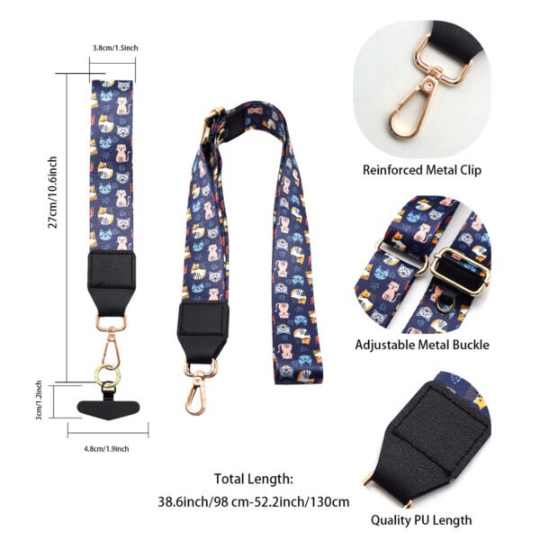 1 (4) Phone Lanyard Crossbody Strap Cat