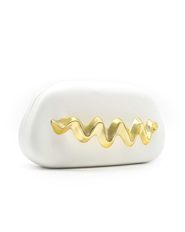 Wave Handle Pu Dinner Bag,Metal Chain Shoulder Bag Set White