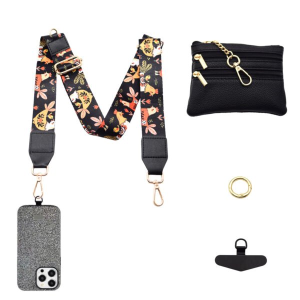 Phone Lanyard Crossbody Strap Black Hen