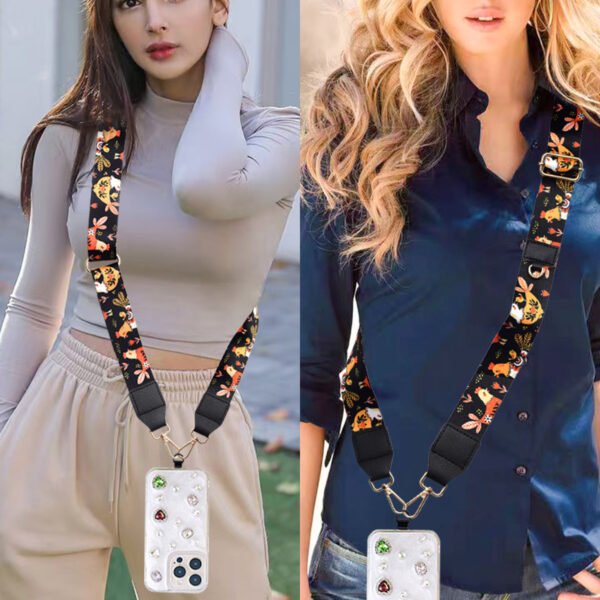 Phone Lanyard Crossbody Strap Black Hen