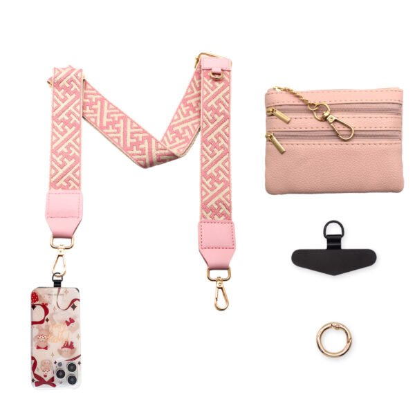 Phone Lanyard Crossbody Strap Pink stripe
