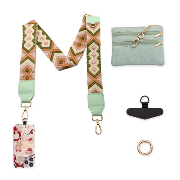 Phone Lanyard Crossbody Strap Brown Grid