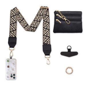 DSC_1048 Phone Lanyard Crossbody Strap Black Stripe