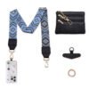 Phone Lanyard Crossbody Strap  Blue Grid