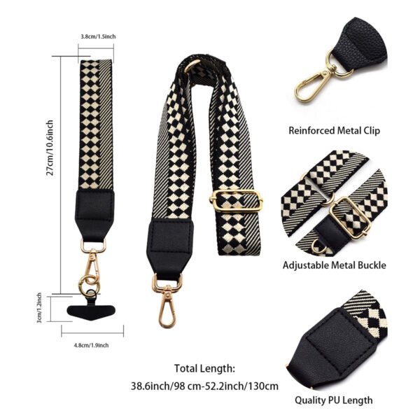 Phone Lanyard Crossbody Strap Black Grid
