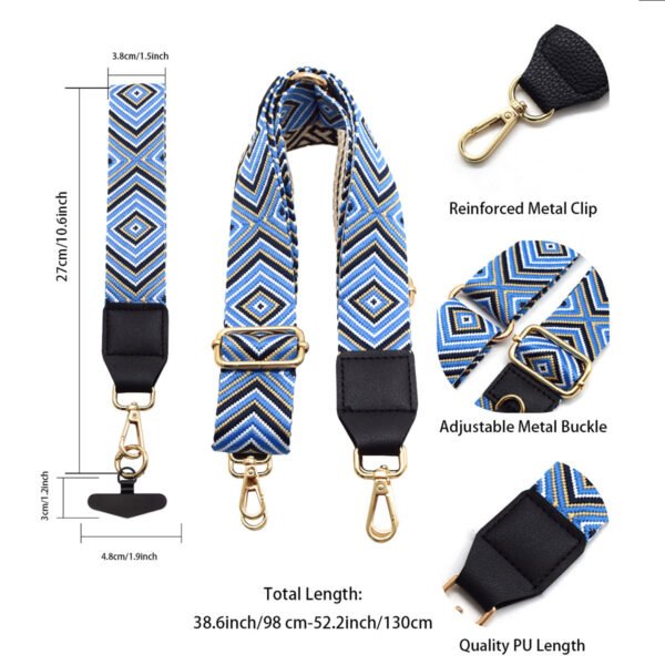 Phone Lanyard Crossbody Strap  Blue Grid