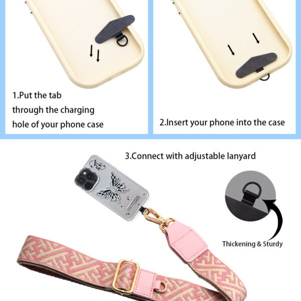 Phone Lanyard Crossbody Strap Pink stripe