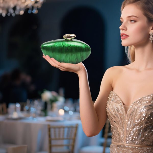 Ladies 'wedding Party  Dinner Bag,Metal Chain Shoulder Bag Green