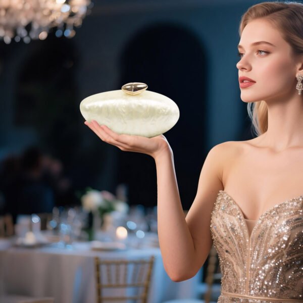 Ladies 'wedding Party  Dinner Bag,Metal Chain Shoulder Bag White