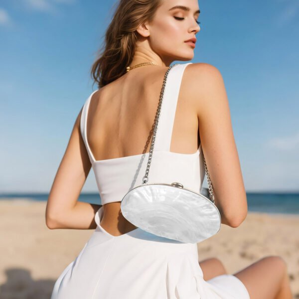 Premium luxury acrylic seashell women's evening handbag White