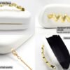 Wave Handle Pu Dinner Bag,Metal Chain Shoulder Bag Set White