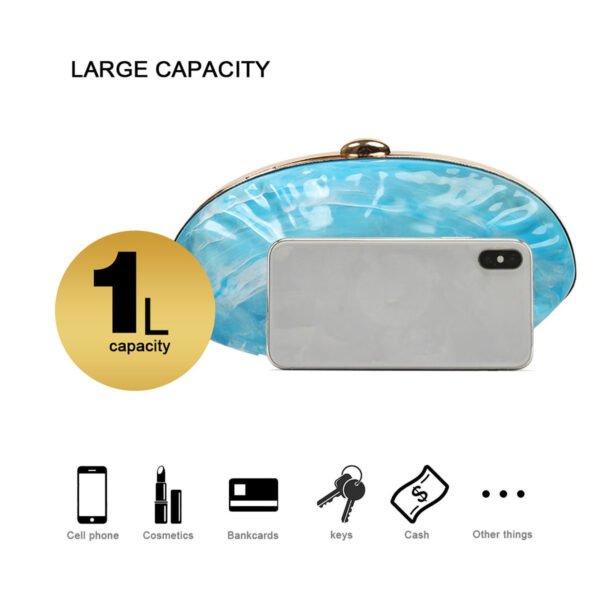 Premium luxury acrylic seashell women's evening handbag Blue